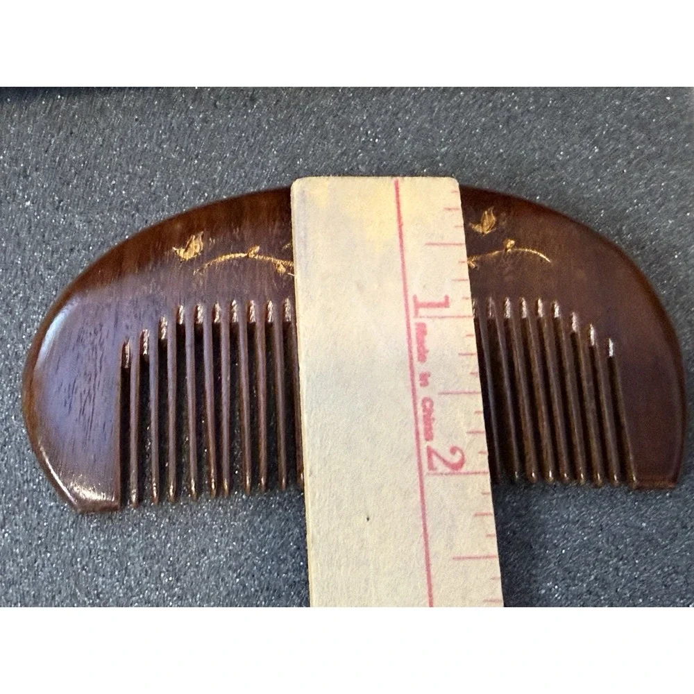 Butterfly Sandalwood Comb Anti Static Wooden Pocket Hair Comb Half Moon Detangle